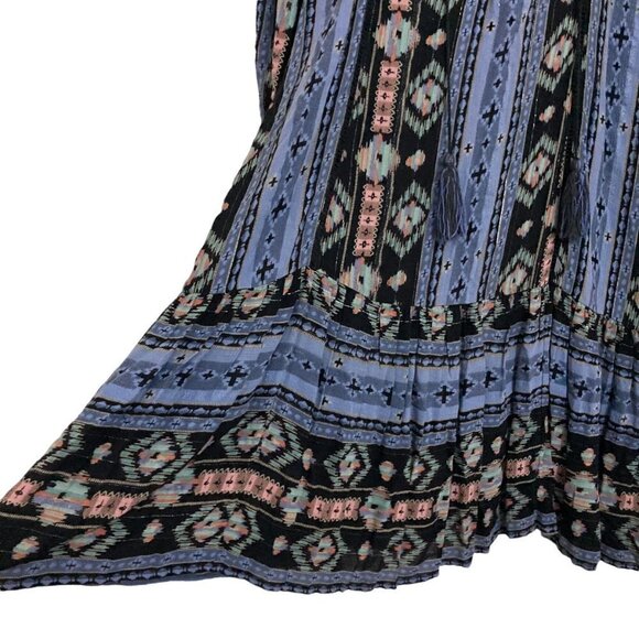 ANTHROPOLOGIE Holding Horses Winter Moon Blue Aztec Print Tunic Peasant Dress - Picture 12 of 13
